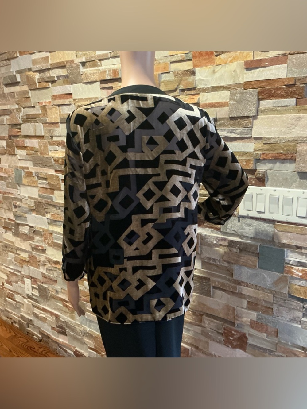 Etro Deco Silk Velvet Devore Top in Gold and Black - Picture 4 of 9